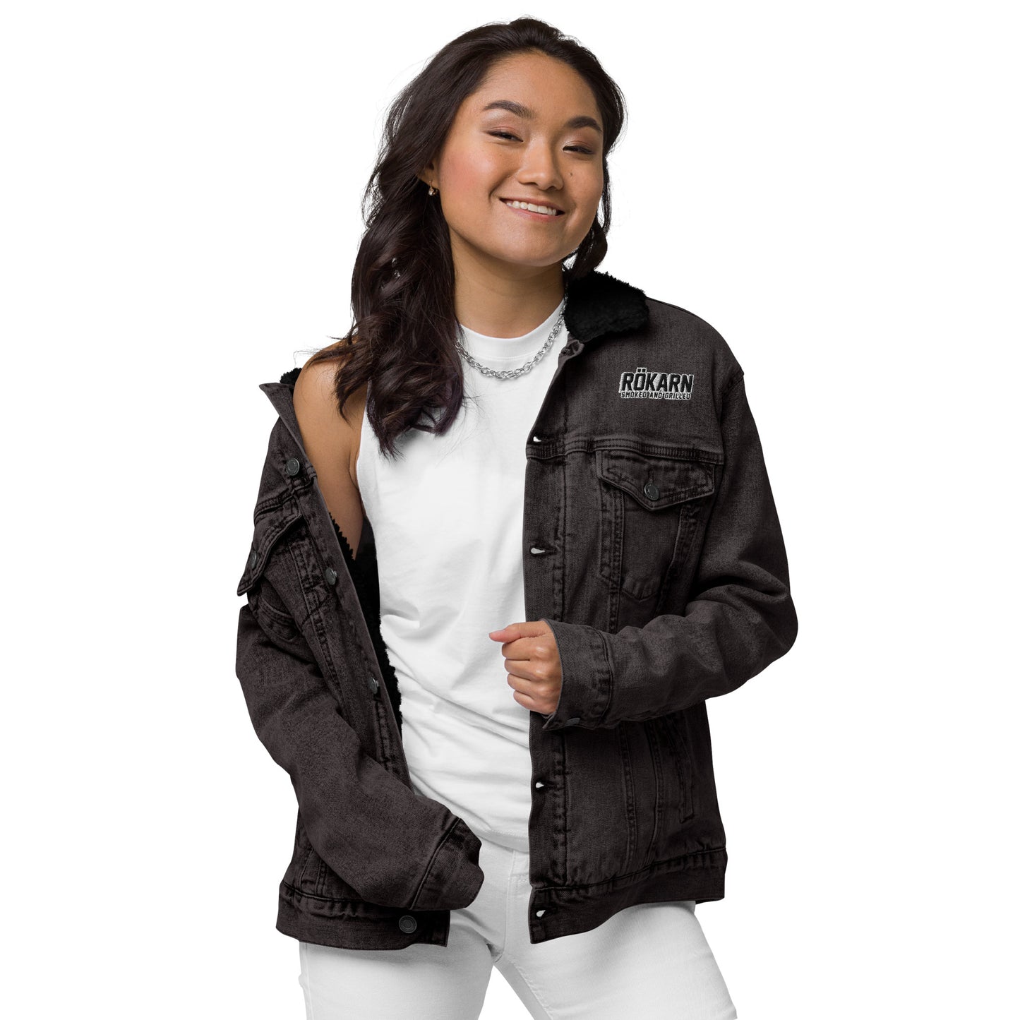 Unisex denim sherpa-jacka