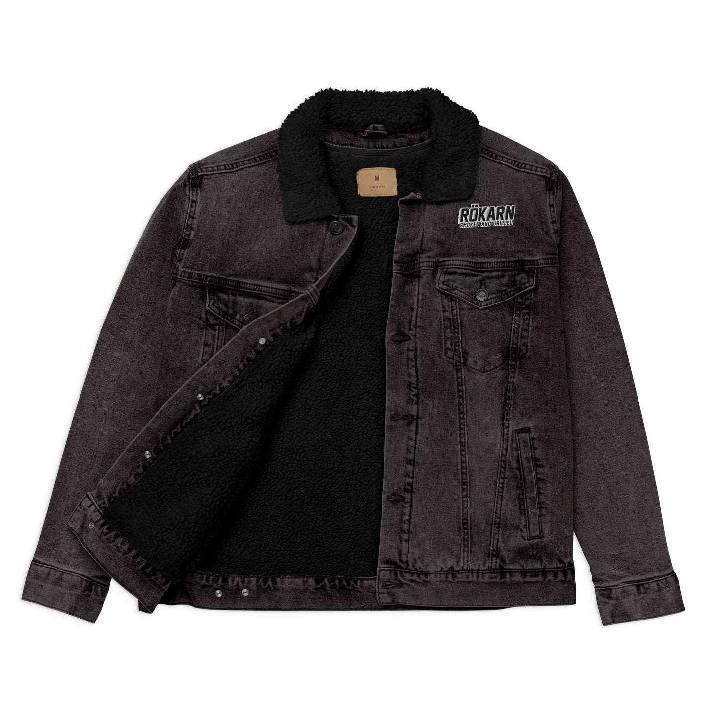 Unisex denim sherpa-jacka