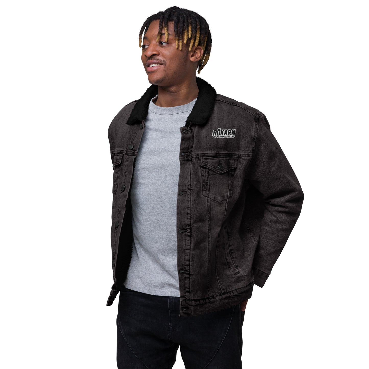 Unisex denim sherpa-jacka