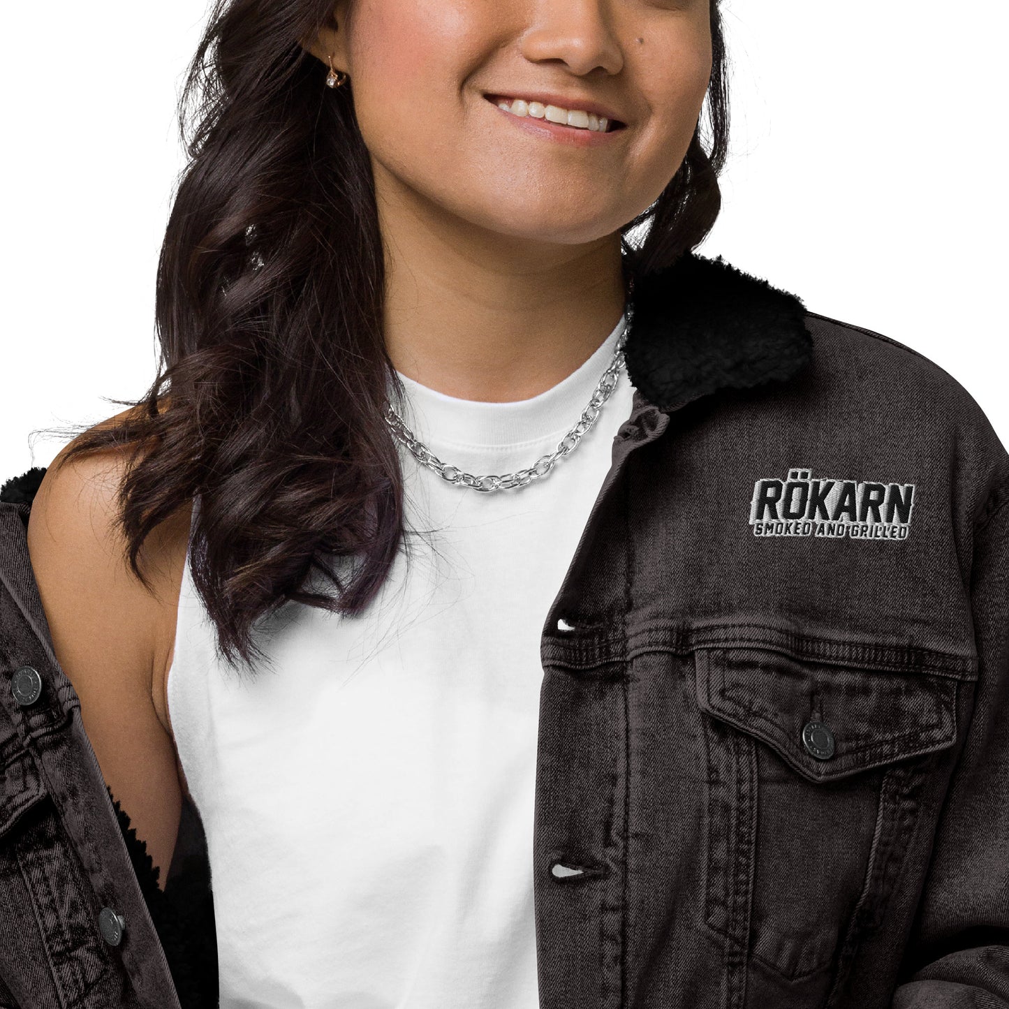 Unisex denim sherpa-jacka