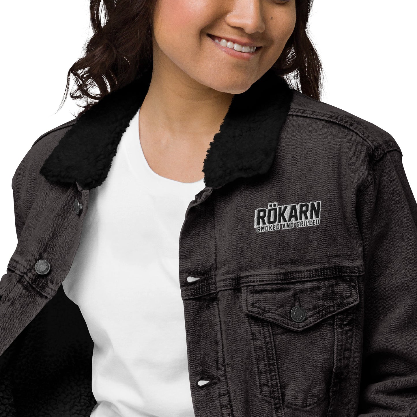 Unisex denim sherpa-jacka