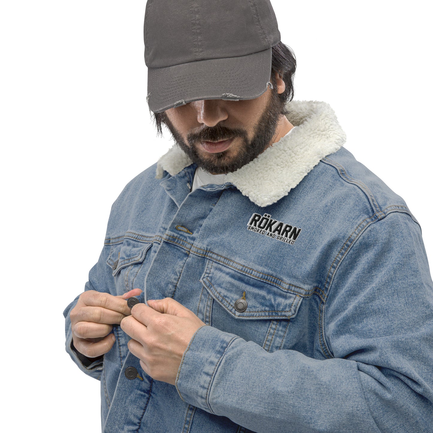 Unisex denim sherpa-jacka