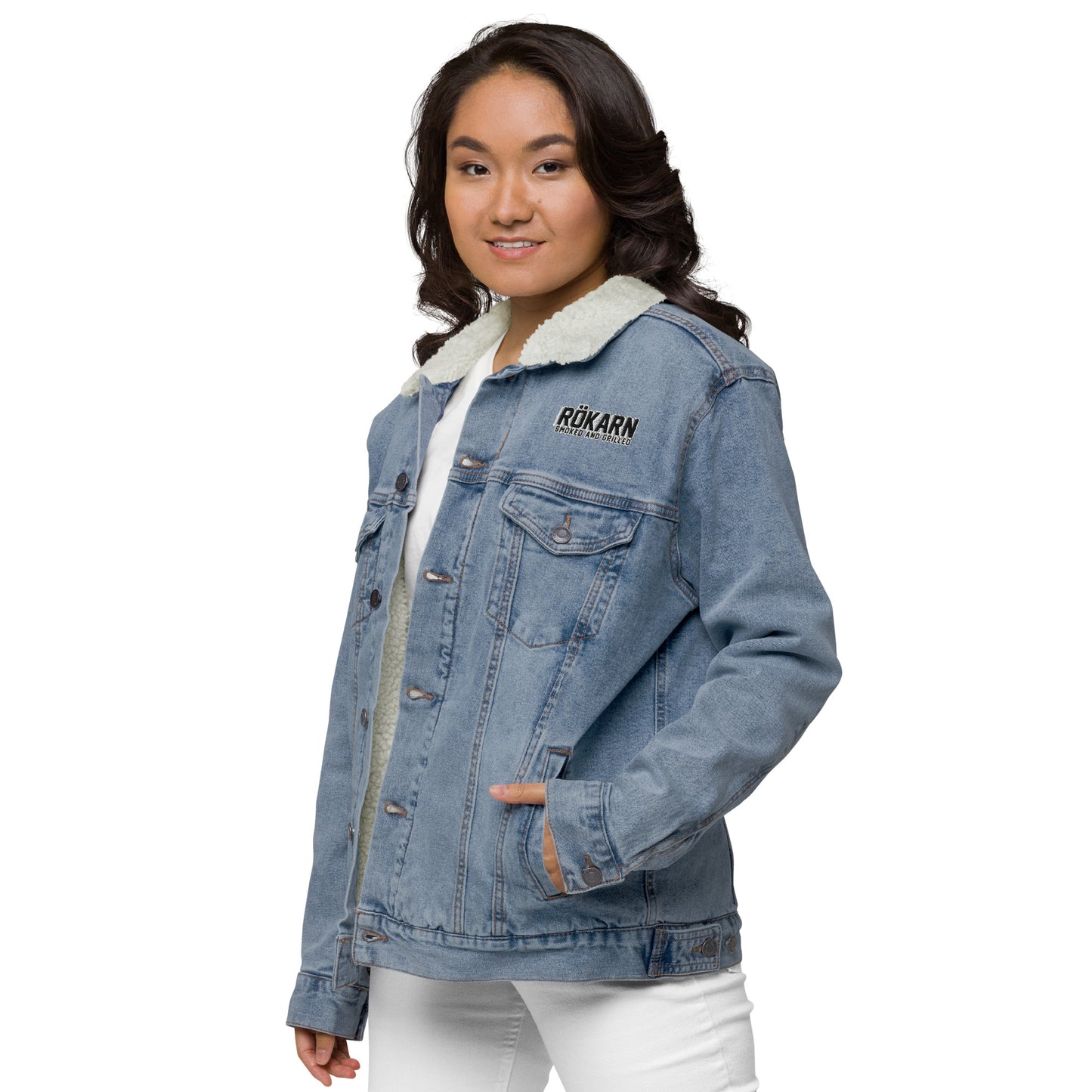 Unisex denim sherpa-jacka
