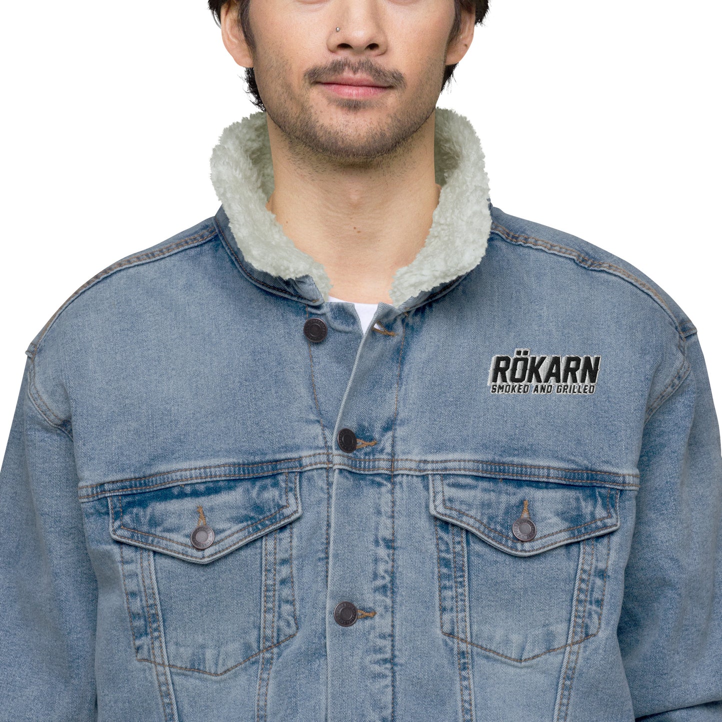 Unisex denim sherpa-jacka